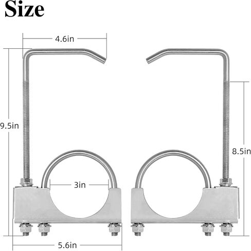 Upgrade Stainless Steel 2-1/2" Exhaust Clamp with Hanger Rear Muffler Hanger Universal Exhaust Hangers Exhaust System Hanger for 2.5" Exhaust Pipe, Pack of 2 in Kuwait