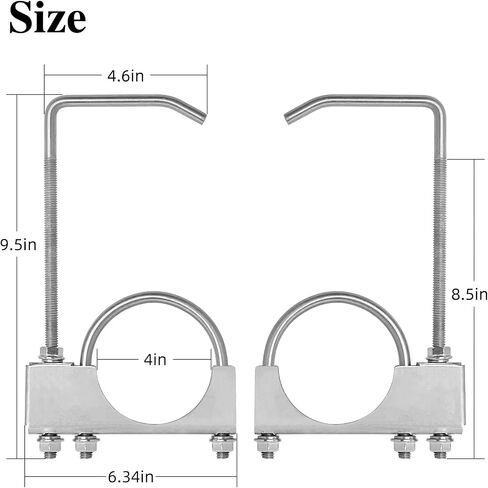 Upgrade Stainless Steel 2-1/2" Exhaust Clamp with Hanger Rear Muffler Hanger Universal Exhaust Hangers Exhaust System Hanger for 2.5" Exhaust Pipe, Pack of 2 in Kuwait