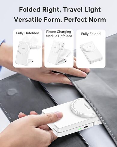 2025 الشاحن اللاسلكي الذي تمت ترقيته - 3 في محطة شحن مغناطيسية لـ iPhone 16/15/14/13/12 ، Apple Watch & Airpods (أبيض) in Kuwait