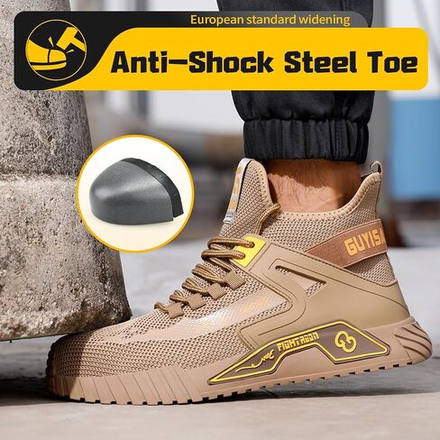 Steel Toe Shoes for Men Work Safety Shoes Industrial Construction Shoes Mid Cut Industrial Boot Work Sneakers Comfortable Lightweight Safety Shoes for Work in Saudi Arabia