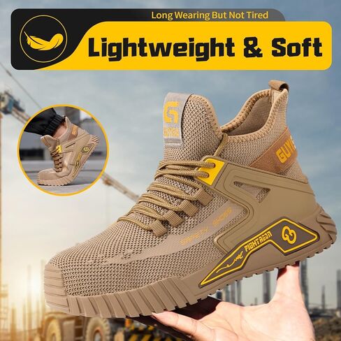 Steel Toe Shoes for Men Work Safety Shoes Industrial Construction Shoes Mid Cut Industrial Boot Work Sneakers Comfortable Lightweight Safety Shoes for Work in Saudi Arabia