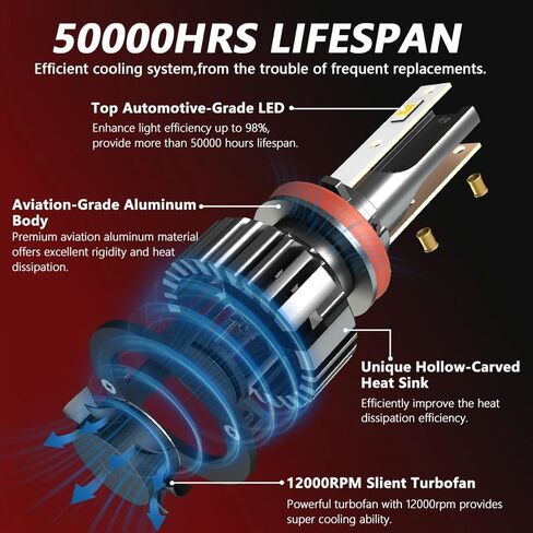 Fit For Nissan Altima 2007-2018 LED Headlight Bulbs, H11 H9 High and Low Beam Headlight Combo Bulbs Kit, 20000LM 6000K Cool White 4PCS in Kuwait