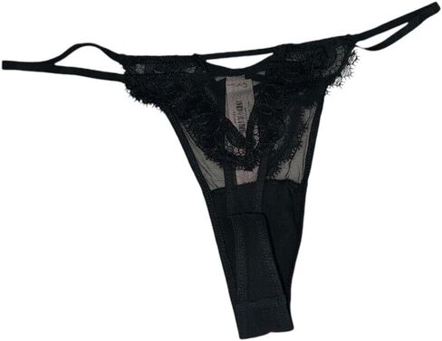 Victoria's Secret Boho Floral Embroidery Mesh/Lace Thong Panty Color Black New in Saudi Arabia