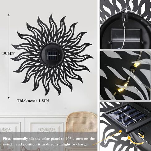 Vcuteka 20 "Sun Metal Wall Art في الهواء الطلق ديكور شمسي الديكور المعدني جدار النحت حديقة شنق in Kuwait
