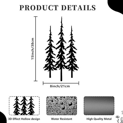 DICYWUDI Black Metal Tree Wall Decor, Cabin Decor, Tree Decor, Rustic Wall Decor for or Indoor Kitchen Bathroom Bedroom Living Room Dining Room in Kuwait