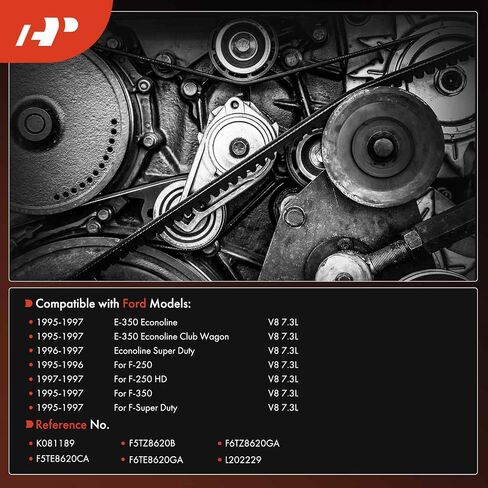 A-Premium Engine Serpentine Drive Belt متوافق مع Ford F-250 1995-1996 ، F-250 HD 1997 ، F-350 F-Super Duty E-350 Econoline Club Wagon 1995-1997 ، Econoline Super Duty 1996-1997 ، V8 7.3L in Saudi Arabia