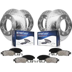 Detroit Axle - مجموعة الفرامل لـ 03-08 دودج رام 2500 3500 دوارات الفرامل المحفورة والذاتية 2003 2004 2005 2006 2007 2008 منصات الفرامل السيراميك الأمامية والخلفية: 13.91 بوصة دوار أمامي بوصة in Saudi Arabia