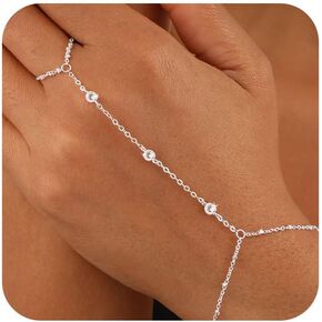 سوار سلسلة يدوي للنساء ، سوار خاتم الذهب المصنوع من الذهب المصنوع من الذهب 14 كيلو فضي من الزركونيا الزركوني المكعب. in Kuwait