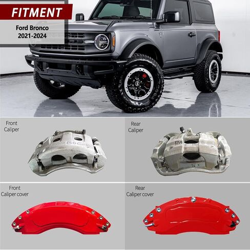 AOOA Caliper Covers Red Brake Aluminum Covers Fits Ford Bronco 2021-2024 (18-inch wheels and above）(Set of 4) in Kuwait