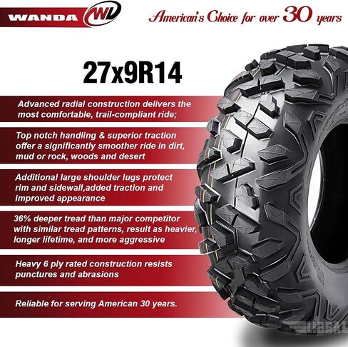 Wanda One New Radial ATV Tyre على 27 × 9R14 6PR P3501-10401 in Saudi Arabia