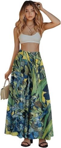 الطلاء الزيتي المطبوع Long Maxi Long Maxi Long Longant Alegant High-Phensed A-Link Lond Maxi for Party ، العمل in Kuwait