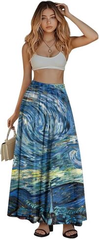 الطلاء الزيتي المطبوع Long Maxi Long Maxi Long Longant Alegant High-Phensed A-Link Lond Maxi for Party ، العمل in Kuwait
