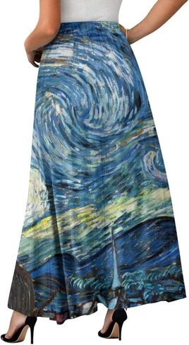 الطلاء الزيتي المطبوع Long Maxi Long Maxi Long Longant Alegant High-Phensed A-Link Lond Maxi for Party ، العمل in Kuwait