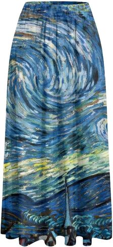 الطلاء الزيتي المطبوع Long Maxi Long Maxi Long Longant Alegant High-Phensed A-Link Lond Maxi for Party ، العمل in Kuwait