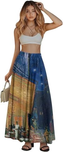 الطلاء الزيتي المطبوع Long Maxi Long Maxi Long Longant Alegant High-Phensed A-Link Lond Maxi for Party ، العمل in Kuwait