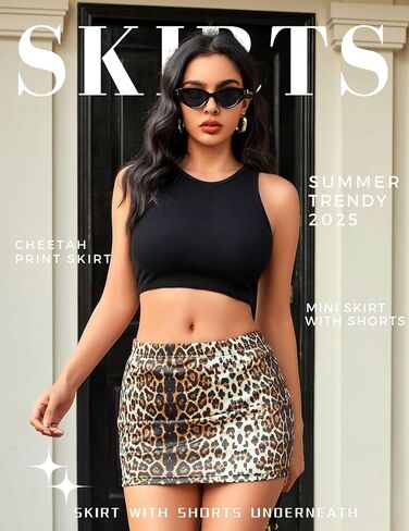 Avidlove Women Mini Skort Skirts Pencil Bodycon Short Skirts Y2k Leopard Print Skorts with Shorts Underneath in Saudi Arabia