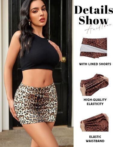 Avidlove Women Mini Skort Skirts Pencil Bodycon Short Skirts Y2k Leopard Print Skorts with Shorts Underneath in Saudi Arabia