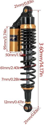 2pcs 14" 360mm Motorcycle Rear Air Shock Absorber Suspension Adjustable For ATV UTV Go Kart Quad Buggy Dirt Pit Street Bike Scooter Monkey Mini Trail Taotao Coolster in Saudi Arabia