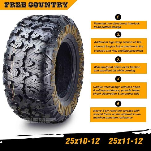 الإطارات المجانية 8PR Premium ATV 25x10-12 و 25x11-12 FIT 2020 Polaris Ranger 1000 in Saudi Arabia