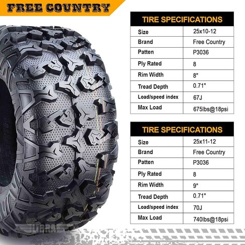 الإطارات المجانية 8PR Premium ATV 25x10-12 و 25x11-12 FIT 2020 Polaris Ranger 1000 in Saudi Arabia