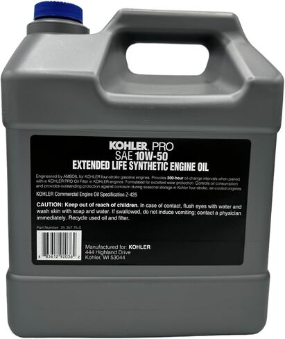 One Pack compatible with Kohler PRO SAE 10W-50 Extended Life Synthetic Engine Oil 5-Quart 25-357 75-S Contains One 5 Quart Bottle and a Funnel in Saudi Arabia