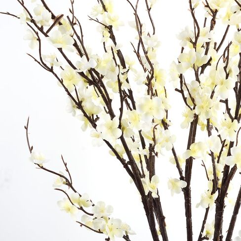HANDIC Artificial Cherry Blossom Branches 5pack 39" Faux Flower Stems for Home Wedding Decor (5, White) in Kuwait