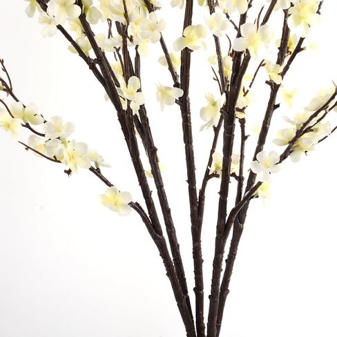 HANDIC Artificial Cherry Blossom Branches 5pack 39" Faux Flower Stems for Home Wedding Decor (5, White) in Kuwait