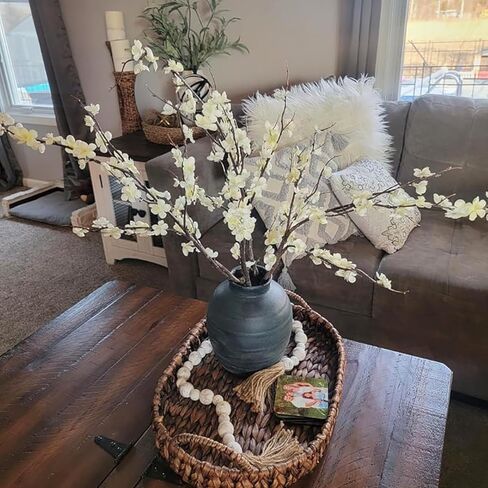 HANDIC Artificial Cherry Blossom Branches 5pack 39" Faux Flower Stems for Home Wedding Decor (5, White) in Kuwait