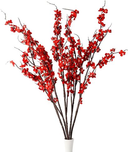 HANDIC Artificial Cherry Blossom Branches 5pack 39" Faux Flower Stems for Home Wedding Decor (5, White) in Kuwait