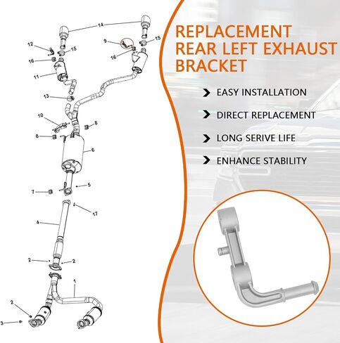 Rear Left Exhaust Bracket Muffler Support, Compatible with Ram 1500 5.7L 6.2L 2019 2020 2021 2022 2023 2024 Driver Left Side Exhaust Support Bracket Assembly Replace# 68275662AB in Saudi Arabia