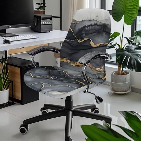 تغطية كرسي المكتب الناعم كرسي كمبيوتر قابل للإزالة Slipcover Spandex Dorm High Back Cover Cover Possive Boss Cairs Desk Cairs ، L ، Pink Gold Marble in Saudi Arabia
