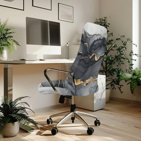 تغطية كرسي المكتب الناعم كرسي كمبيوتر قابل للإزالة Slipcover Spandex Dorm High Back Cover Cover Possive Boss Cairs Desk Cairs ، L ، Pink Gold Marble in Saudi Arabia
