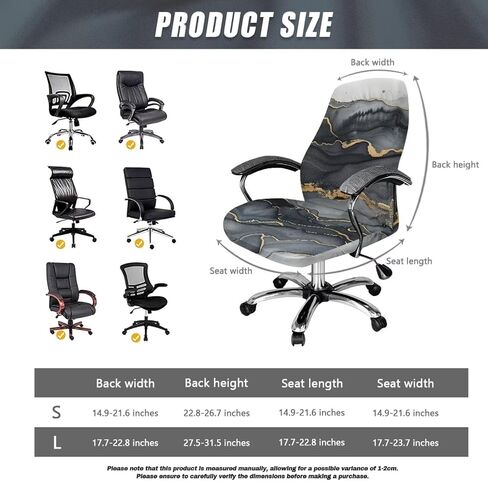 تغطية كرسي المكتب الناعم كرسي كمبيوتر قابل للإزالة Slipcover Spandex Dorm High Back Cover Cover Possive Boss Cairs Desk Cairs ، L ، Pink Gold Marble in Saudi Arabia