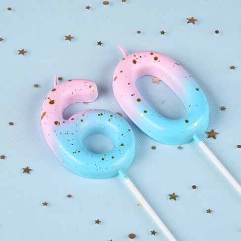 2.76 Inch Classical Pink Blue Gold 10 Number Birthday Candles in Kuwait