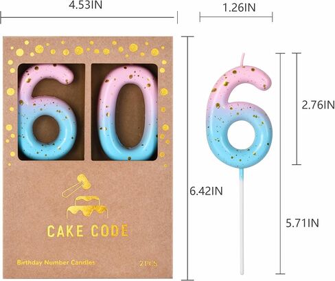 2.76 Inch Classical Pink Blue Gold 10 Number Birthday Candles in Kuwait