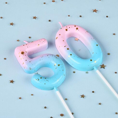2.76 Inch Classical Pink Blue Gold 10 Number Birthday Candles in Kuwait
