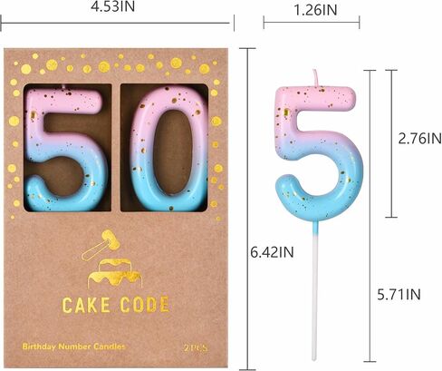 2.76 Inch Classical Pink Blue Gold 10 Number Birthday Candles in Kuwait