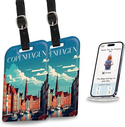 [Pack 2] tag8 London Smart Bag tag |Trendy Luggage tag ID Identification | Suitcase Tag | Fashionable Digital Name tag | Airline Compliant, SITA World Tracer Code Enabled | Travel Gift idea in Kuwait