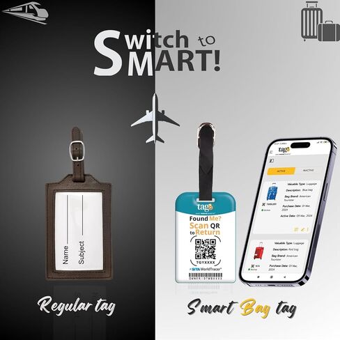 [Pack 2] tag8 London Smart Bag tag |Trendy Luggage tag ID Identification | Suitcase Tag | Fashionable Digital Name tag | Airline Compliant, SITA World Tracer Code Enabled | Travel Gift idea in Kuwait