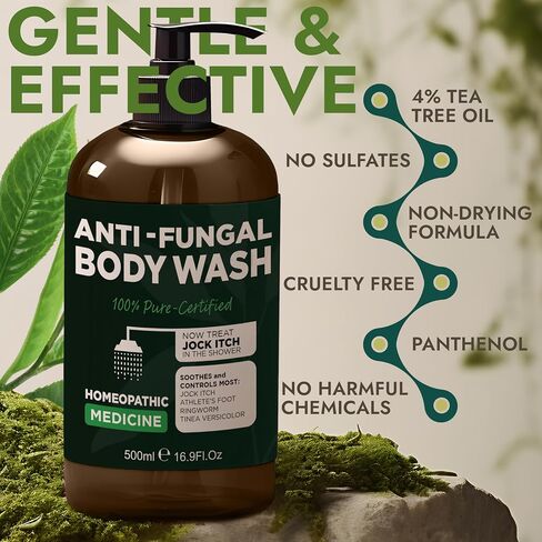 Body Scrub | Tea Tree Oil Scrub with Manuka Honey and Salicylic Acid | Fights Jock Itch, Acne, Rashes & Body Odor | Anti Fungal Natural Body Exfoliator for Men and Women with Free Scrubber Brush in Saudi Arabia