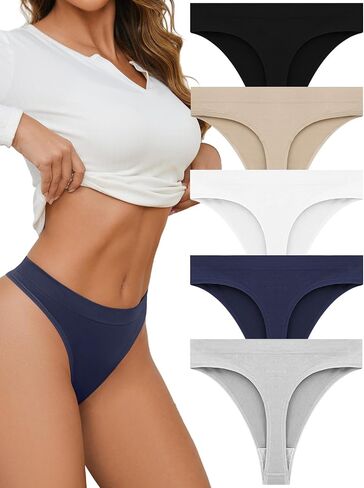 Breathable Seamless Thongs: Comfortable Women's Underwear 5-Pack in Saudi Arabia