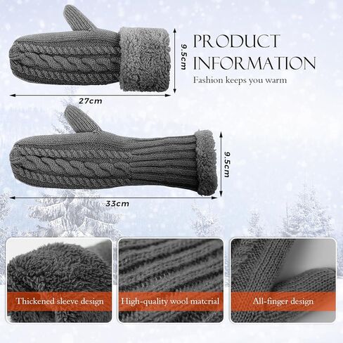 AURUZA Winter Warm Mittens for Women, Cozy Thick Knitted Gloves & Mittens Warm Soft Lining Cold Weather Accessories Gifts in Kuwait