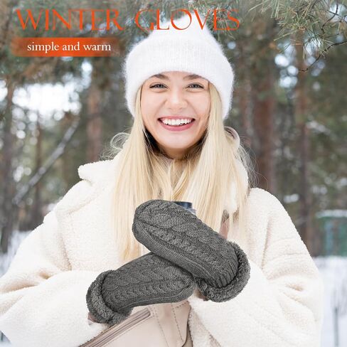 AURUZA Winter Warm Mittens for Women, Cozy Thick Knitted Gloves & Mittens Warm Soft Lining Cold Weather Accessories Gifts in Kuwait