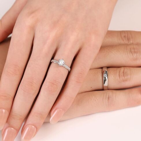 MEISSA 0.5CT خواتم الخطبة للنساء رجال فرق زفاف حلقات زوجين مجموعة الوعد خواتم الذكرى in Saudi Arabia
