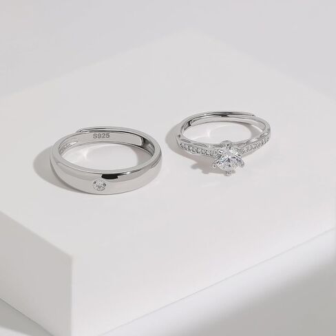 MEISSA 0.5CT خواتم الخطبة للنساء رجال فرق زفاف حلقات زوجين مجموعة الوعد خواتم الذكرى in Saudi Arabia