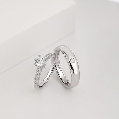MEISSA 0.5CT خواتم الخطبة للنساء رجال فرق زفاف حلقات زوجين مجموعة الوعد خواتم الذكرى in Saudi Arabia