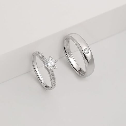 MEISSA 0.5CT خواتم الخطبة للنساء رجال فرق زفاف حلقات زوجين مجموعة الوعد خواتم الذكرى in Saudi Arabia