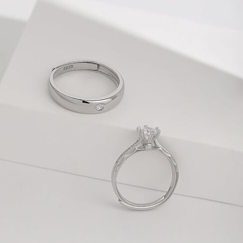 MEISSA 0.5CT خواتم الخطبة للنساء رجال فرق زفاف حلقات زوجين مجموعة الوعد خواتم الذكرى in Saudi Arabia