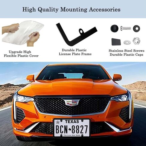2 Pack Clear License Plate Covers and Frames Combo, Car License Plates Shields Holder Front Rear Protector with Screws Caps, fits Any US Plates in Saudi Arabia