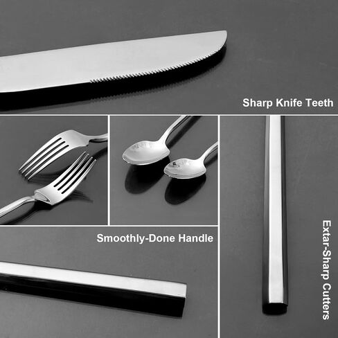 Gold 20 Piece Stainless Steel Silverware Set, Handle Flatware, Modern Mirror Finish Cutlery Set, Service for 4, Dishwasher Safe in Saudi Arabia